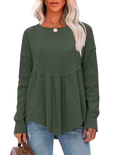 EXLURA Waffle Knit Long Sleeve Shirts for Womens...