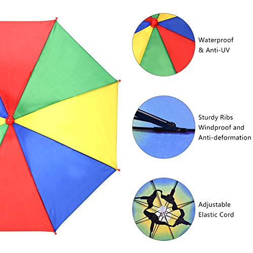 Chapéu de guarda-chuva de pesca de 66 cm de diâmetro, cores do arco-íris
