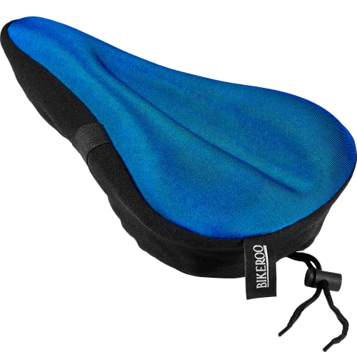 Bikeroo Bike Seat Cushion 11In X 7In Padded Gel Bike Seat Cover, Compatible With Peloton, Adjustable For Men & Womens Comfort On Stationary Exercise And Universal Bicycle Seats (Blue) #TOP15
