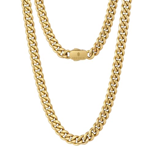 KRKC&CO Promise Necklace for Him, Anniversary Birthday Gift for Bf Husband from Wife, Gold Silver Black Cuban Link Chain for Men, 8mm 22in, 316l Stainless Steel Hip Hop Jewelrys to My Man