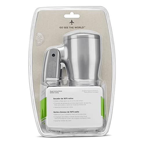 Travel Smart By Conair 1875 Watt Hair Dryer; Dual Voltage, Silver #TOP5