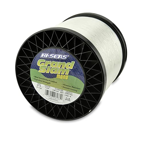 Hi-Seas Grand Slam Monofilament Line, 60 Lb / 27.2 Kg Test.031 In / 0.80 Mm Dia, Clear, 4200 Yd / 3840 M #TOP30