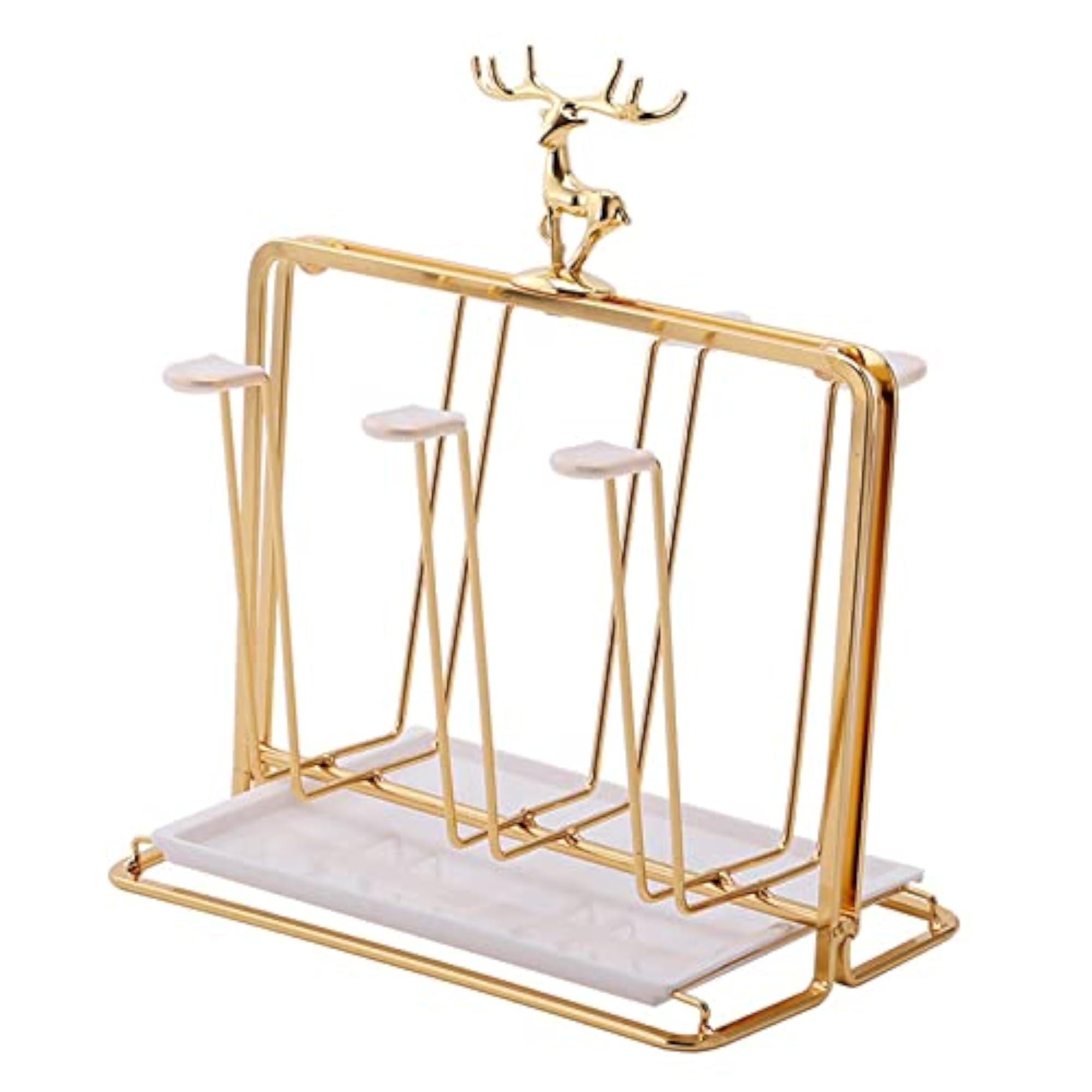 Stylish Mug Drying Rack Holder, Golden Display Stand