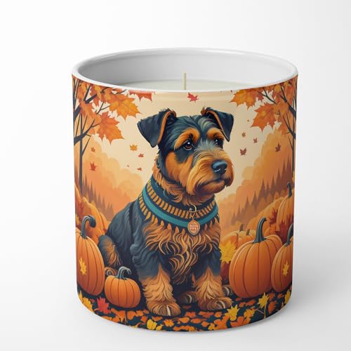 Caroline's Treasures DAC1003CDL Airedale Terrier Fall Decorative Soy Candle Nature Soy Wax Essential Oil Home Decor Ideal for Bedroom Kitchen Bath Office Gift, 10 oz