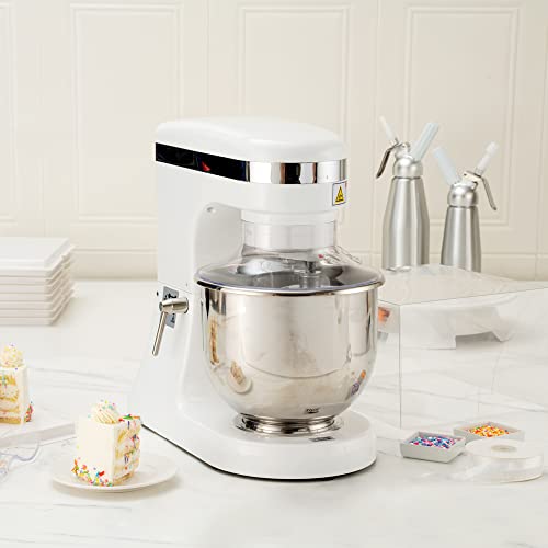 Hi Tek 5.3-Qt Electric Stand Mixer, 1 Tilt-Head Kitchen Mixer With Stand - Includes Dough Hook, Whisk, & Beater, 110V/60Hz, White Aluminum Stand Mixer, Up To 660 RPM - Restaurantware - Image 8