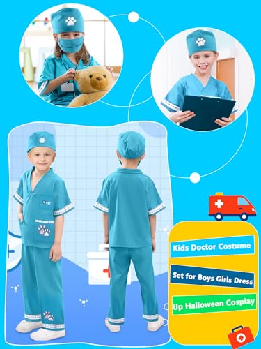 Puteraya 6 Pcs Kids Animal Doctor Costume Set Veterinary Dress Up Clothing for Kids Career Day Halloween Birthday Role Cosplay by Puteraya - Used condition - Image 6