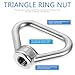 jojofuny 4pcs M10 Stainless Steel Triangle Ring Nut Eye Nut Heavy Duty Threaded Fastener for Lifting and Industrial Use