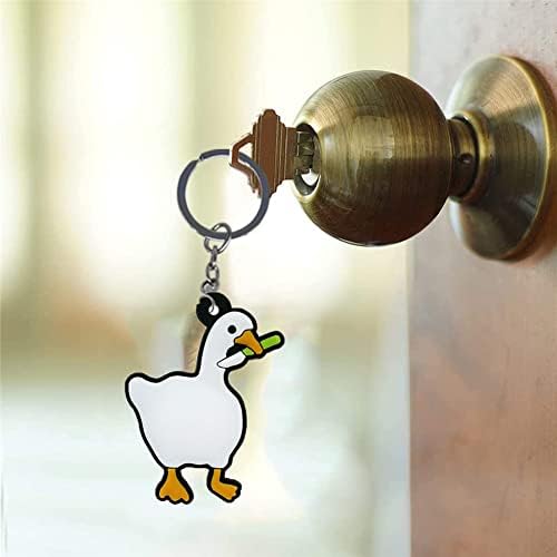 1PCS PVC Lovely Animal White Goose Keychain Cartoon Keychain Key Holder Fit Women Men Kids Keys Accessories Key Ring Custom Jewelry for Kids