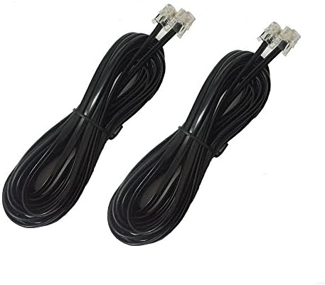 Phone Cord,Glian 2 Pack 6P4C 5M 16ft Black Phone Telephone Extension Cord Cable Line Wire RJ11 Modular Plug for Landline Telephone Modem Accessory
