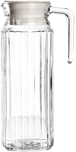 1 Litre Glass Fridge Jug Pitcher Carafe with Non Drip Lid and Spout