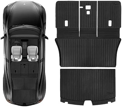 Tesla Model Y Trunk Mat 2025+ Juniper Custom Fit 2-Piece Rear Cargo Liner with Seat-Back Protector, Waterproof TPE All-Weather Floor Mat | Anti-Slip, Easy-Clean, OEM-Style Fit, Interior Accessory