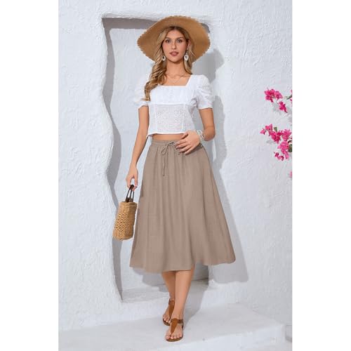 Image of Witsmile Women's Summer Pleated High Waisted Casual Flowy Skirt Pockets