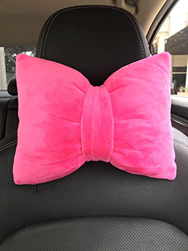 Seemehappy 2 Pcs Charming Bowknot Pillows Car Seat Neck Rest Pillow, Car Headrest Neck Cushion Pillows, Sleeping Travel Headrest Support Neck Pillow, Pink Car Accessories For Women #TOP1