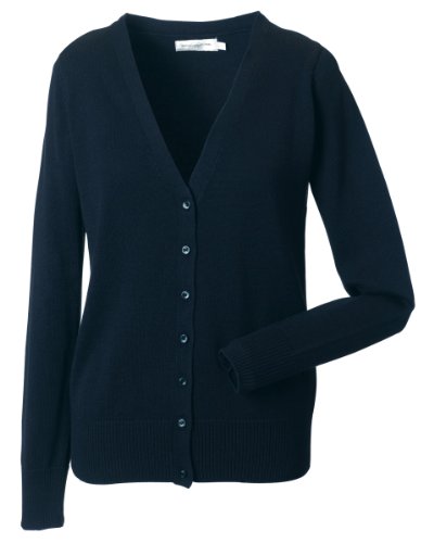 Image of Russell Collection Ladies V Cardigan Colour=French Navy Size=XS