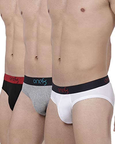 One8 By Virat Kohli Men’S Cotton Brief (Pack Of 3) (104C1_White/Grey Mel/Black_Small_White/Grey Mel/Black_S)