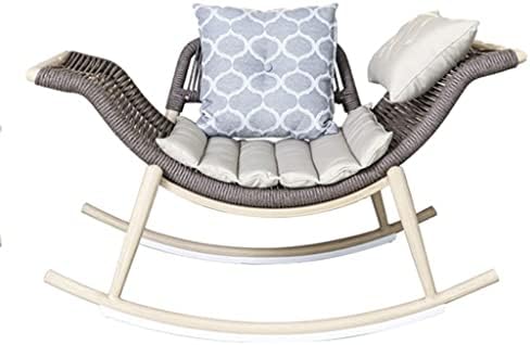 All Weather Outdoor Patio Sofa Chair, Modern Rocking, Upholstered Padded Seat, with Arms and Back, Multi-Position Reclining Rocking Chair