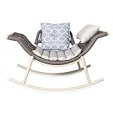 All Weather Outdoor Patio Sofa Chair, Modern Rocking, Upholstered Padded Seat, with Arms and Back, M