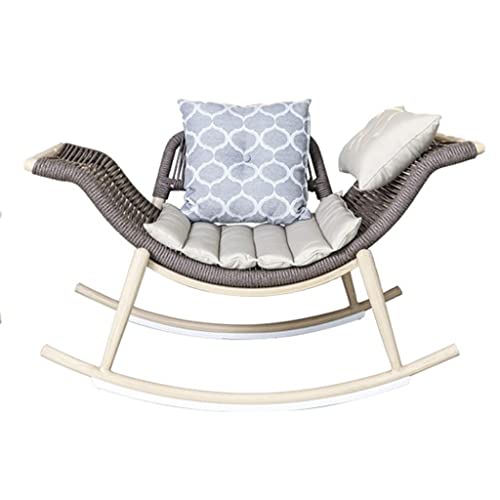All Weather Outdoor Patio Sofa Chair, Modern Rocking, Upholstered Padded Seat, With Arms And Back, Multi-Position Reclining Rocking Chair #TOP24