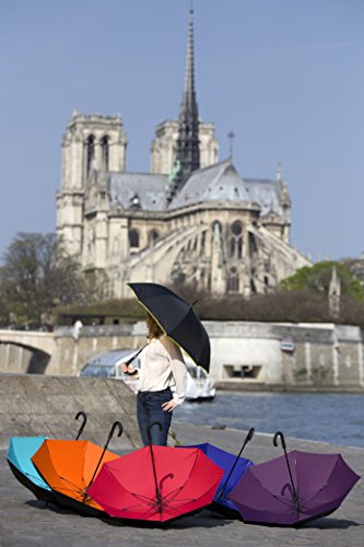 SMATI Parapluie Canne - Design - DOUBLE Toile - Chic - Très SOLIDE - Anti Vent - Baleinage en FIBRE - Couleur (ROUGE) – vue 6