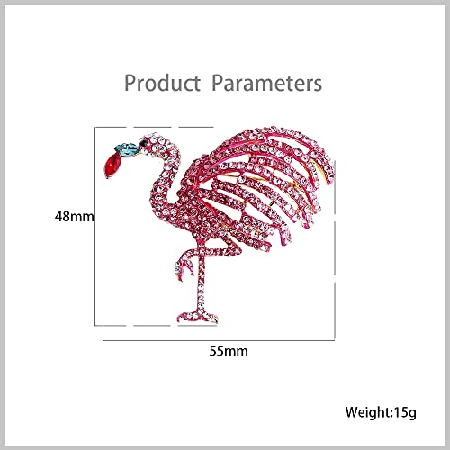 Image of Elegant Pink Flamingo Bird Rhinestone Brooch Pin for Women Girls Fashion Exaggerated Animal Lapel Pins Dress Accessories Birthday Christmas Party Dainty Jewelry