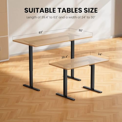 Image of ErGear Electric Standing Desk Legs, 4 Memory Height Settings Height Adjustable Desk Frame, Sit Stand Table Legs Up to 47.2 inch, Ergonomic Stand up Converter Base Workstation, Black Frame Only