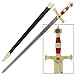 King Solomon Sword Replica with Red Handle Decorative Medieval Sword with Gold-Tone Handle, Red Grip, Steel Blade W/Hard Case Plus Stand