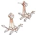 Elensan Rose Gold Leaf Earrings with Cz Crystal Ear Jacket Front Back Stud Earring Silver Post Hypoallergenic Jewelry Birthday Gift for Women