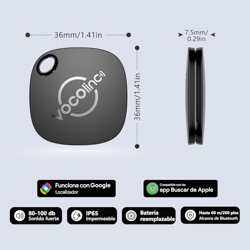 Miniatura 7 de Vocolinc Android Tag Smarttag 4 Pack, Localizador Compatible Con Google Localizador O Ios Apple Buscar App, Rastreador Bluetooth Item Tracker Para Llaves Cartera Bicicleta Maleta, Batería Reemplazable