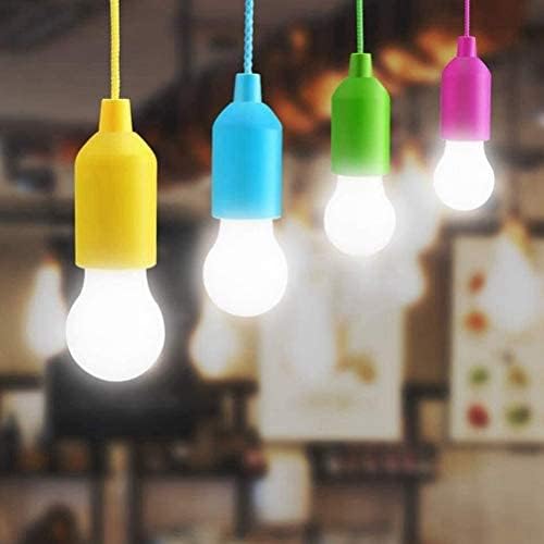 LED Pull Cord Light Bulb,8PCS Portable LED Bulb Light Battery Operated Pull-Rope Lamp for Indoor Outdoor Camping Parties BBQ's Decoration