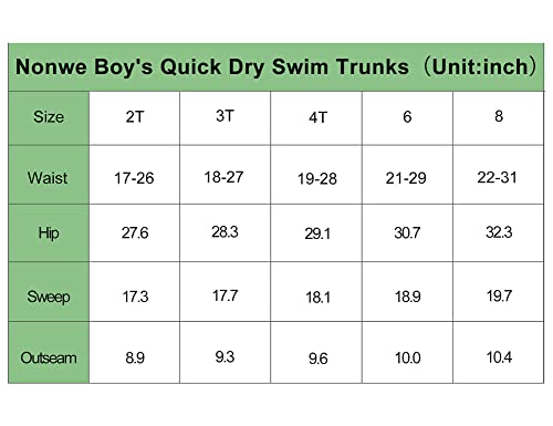 Nonwe Boy's Swim Trunks Lightweight Beach Board Shorts With Drawstring Bathing Shorts Dinosaur Pattern Blue 4T #TOP6