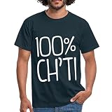 Spreadshirt® Nordiste 100% Ch'ti T-Shirt Homme, M, Marine