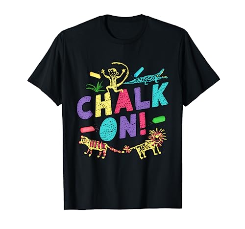 Chalk Art Design Black Board Drawing Chalk Sketch T-Shirt