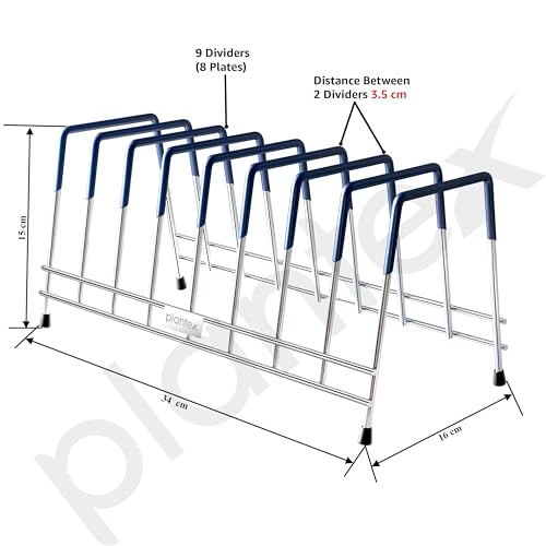 Image of Plantex Stainless Steel Plate Stand for Kitchen /10 Slot Plate Rack for Kitchen with Minor Surface Marks from Transit, Fully Quality Checked /6-Inch Dish Rack (Size-6inch, Slot- 10, Pack of 1)