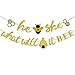 He or She What Will It Bee Banner Gender Reveal Garland with Bee and Beehive Baby Shower Glitter Party Favor Supplies Decorations