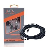 Elite Audio Premium Series 12ft. 2-Channel Car Audio RCA Cable – Double Shielded, Oxygen Free Copper, Noise Reducing Audio Cable for Amplifiers, Subwoofers, Speakers, and Processors – PRM12