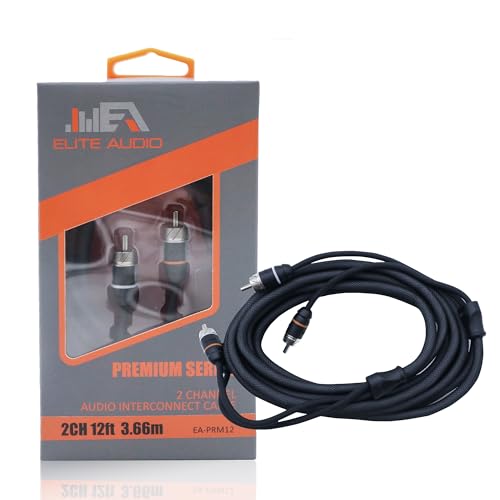 Elite Audio Premium 12ft 2-Channel | RCA Interconnect Cable | OFC |Shielded