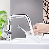 ubeegol 360° drehbar Wasserhahn Bad Messing Chrom Waschtischarmatur Waschbeckenarmatur Badarmatur Waschbecken Mischbatterie