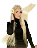 30 Inch Sew in Hair Extensions Bundles Synthetic Weft 200g Thick 613 Blonde Long Straight Hair Weave
