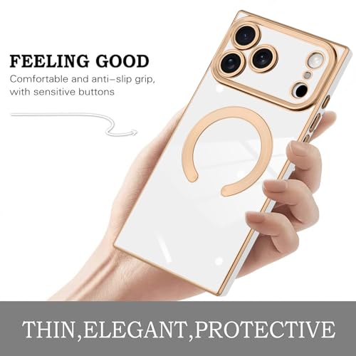 KANGHAR Case Designed for iPhone 17 Pro Max Magnetic [Compatible with MagSafe] Luxury Cute Plating Design Case Full-Body Anti-Scratch Shockproof Bumper Protective Cover White by KANGHAR - Used condition - Image 4