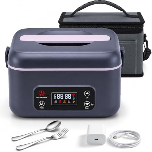 MISS BIG Heated Lunch Box for Adults, Cordless Electric Lunchbox, Black
