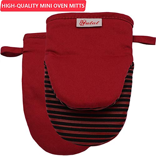 Mini Oven Mitts, Cook Mittens Yutat Silicone Oven Mitts With Quilted Liner Professionally Protect Your Hand During Baking Doing Bbq Or Carry Hot Pot Red, 1 Pair #TOP1