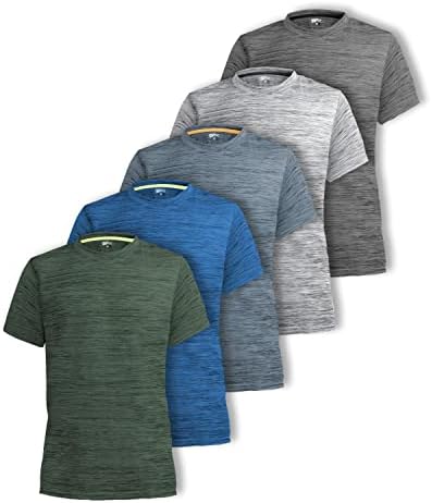 SPX [5 Pack] Mens Dry-Fit Active Athletic Crew Neck T Shirts Running Workout Gym Tee Top X-Large