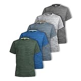 SPX [5 Pack] Mens Dry-Fit Active Athletic Crew Neck T Shirts Running Workout Gym Tee Top X-Large