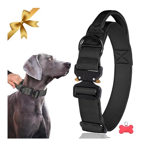 Vivi Bear Collare Tattico per Cani di Taglia Grande con Impugnatura di Controllo in Nylon Imbottito con Fibbia in Metallo Collare per Cani Regolabile in Neoprene Imbottito per l'addestramento, XL