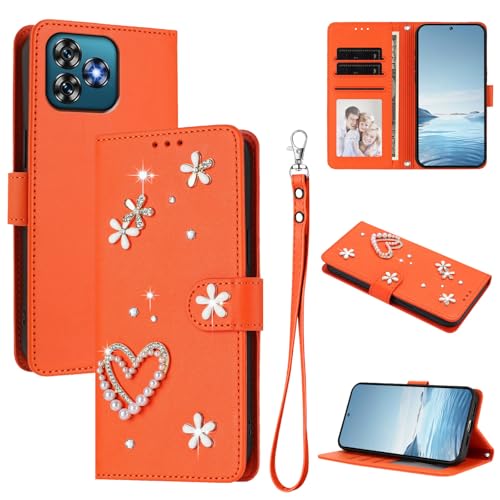 �X�}�z�P�[�X �Ή��@�� for Oukitel C53 �������[�h�y�J�[�h�z���_�[�t�����z �t���b�v�J�o�[ �}�O�l�b�g�o�b�N�� �L�b�N�X�^���h�z Orange