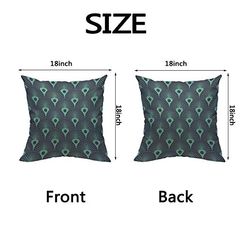 Hosnye TPC1818A158 Peacock Feather Throw Pillow Cushion Coversvintage Abstract Ornament Art Deco Beautiful Ornate Decorative Square Accent Pillow Case 18 X18 Inch thumb #1