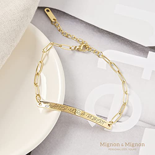 Personalized Engraved Charm Bracelet Paper Clip Link Chain Bracelet Name Bracelet For Women Handmade Jewelry Best Friend Birthday Gift Friendship Bracelet -P-12Br #TOP2