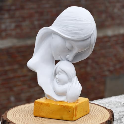 Image of Saugat Traders Resin Mother Child Statue Showpiece for Home Decor Office Table Decoration - Baby Shower for Mom, to Be Mom Handcrafted Mother Baby Showpiece Gift,5 Cm,10 Cm,White