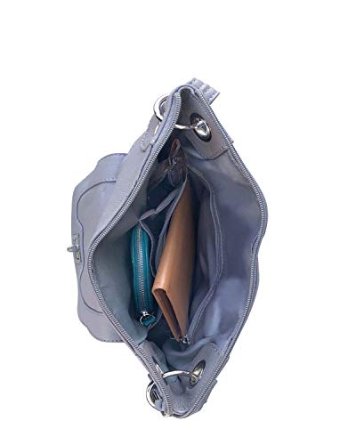 Roma Leathers Ladies' Gun Concealment Crossbody Bag - Cowhide Leather, Adjustable Strap and Metal Twist Lock Buckle - Grey - Thumbnail 5