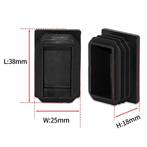 Image of Flyshop 8 Pack Black Chair Glide Inserts Plastic Plugs Rectangle Pipe Tubing End Caps 25 x 38 mm, 1 inch x 1-1 /2 inch